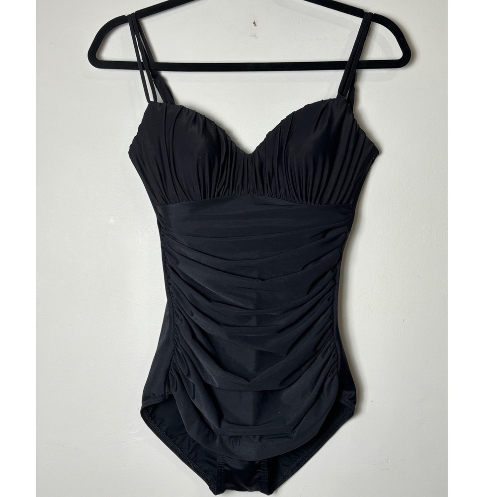 Magicsuit One Piece Swimsuit 8‎ Black Ruched Tummy Control Full Coverage